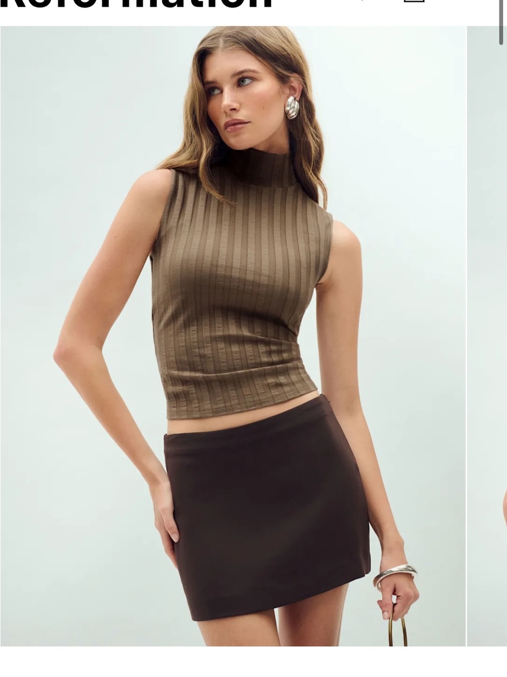 Reformation Carla low waist mini skirt never worn in mole size 0
